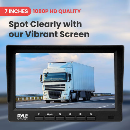 Pyle 7??1080P HD Digital Wireless Monitor and Wireless License Plate Camera - Waterproof, Night Vision, Single Channel Visual Assistance Kit (12/24V for Bus, Truck, Trailer, Van, RV, Camper)