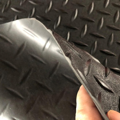 Boshen 7.5Ft x 17Ft Rubber Flooring Mats 2.9mm Thickened Diamond Plate Flooring Roll 127.5sqft Garage Floor Mats Non-Slip Floor Protector Mat for Garage Warehouse Gym Basement-Black