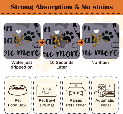 Pet Feeding Mat for Floors Waterproof Dog Mat for Food and Water Absorbent Quick Dry Non Slip mat for Cat Bowls
