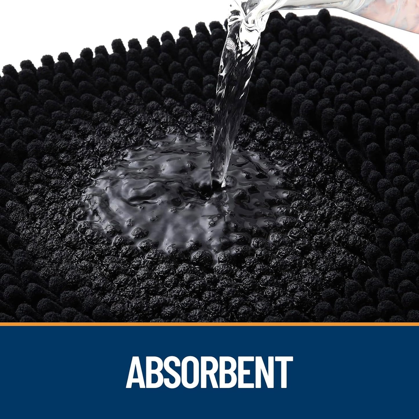 OLANLY Door Mat for Muddy Dog Paws 48x30, Ultra Absorbent Chenille Mud Doormat with Paw Print Design, Non-Slip Washable Doormat for Indoor Entryway, Quick-Dry Pet Bed Mats for Dirty Dogs, Black