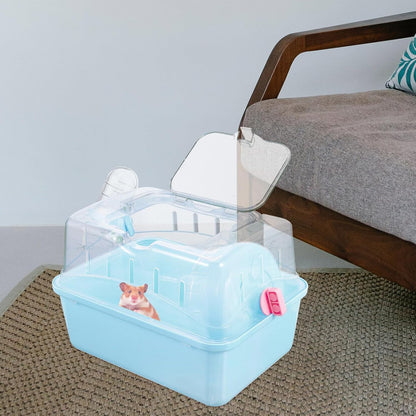 Hamster Cage - Small Pet Carrying Container, Clear Stand, Outdoor Travel House, Fully Transparent Plastic, 11.00X6.7in