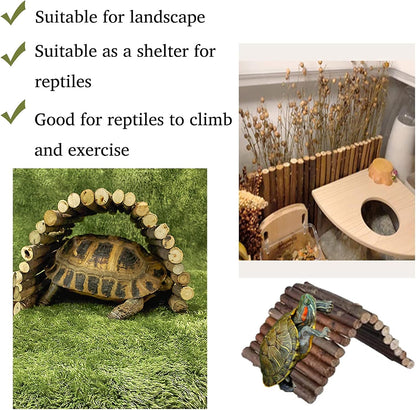 Hamiledyi 11.8 x 6.7 Inches Wooden Reptile Hideout Bearded Dragon Bendy Bridge Climbing Ladder Hiding Hut Reptiles Hide Cave Habitat Decor for Lizards Gecko Spiders Snakes Tortoise(Medium)