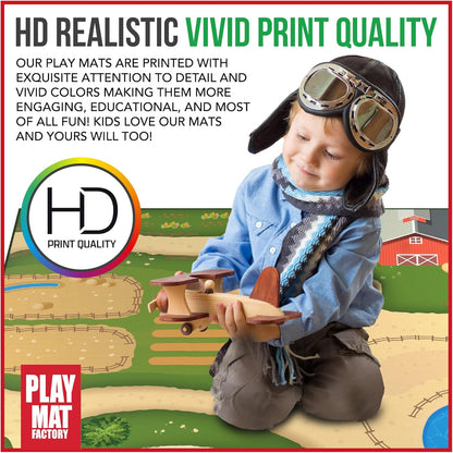 Farm Play Mat for Farm Toys | Foldable Solution |Large Size 57” x 57” | Farm Animals | Tractor Play| Activity Mat | by Play Mat Factory