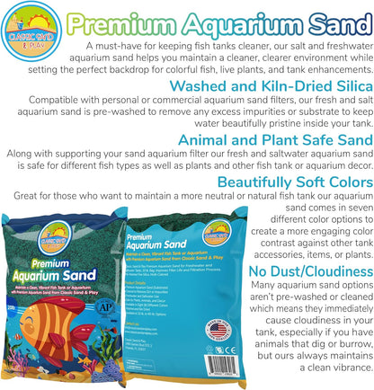 CLASSIC SAND & PLAY Natural Aquarium Sand for Freshwater and Saltwater Tanks, 20 lb. Bag, Improves Filter Life and Filtration Process, Pre-Washed Fine Sand, Green