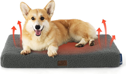 Bedsure Self Warming Dog Bed for Medium Dogs - Orthopedic Waterproof Puppy Beds with Removable Washable Cover, Egg Crate Foam Pet Mat, Suitable for Pet Up to 35 lbs