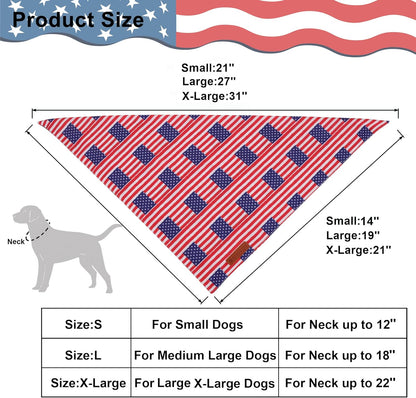 ADOGGYGO American Flag Dog Bandanas, Red Blue Patriotic Eagles USA Flag Scarf, Multi Size, 4th of July Bandana for Extra Large Dogs Pets (X-Large)