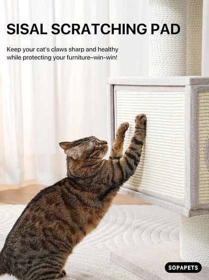 Maine Coon Cat Tree for Indoor Cats Large Adult,Modern Cat Tower for Extra Large Cats 20 lbs+,Heavy Duty Cat Tree with Sisal Scrathing Post,Hammock,Perch,Condo,Bed