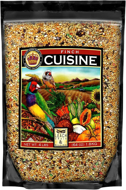 LEACH GRAIN & MILLING CO. Finch Cuisine 4 Lbs, Finch Food, Nutrient-Rich Blend Bird Seed, Birdseed for Finches and Small Birds, Support Daily Energy, Growth & Healthy Balanced Diet, No Mess Bird Seed