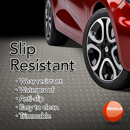 RESILIA Heavy Duty Garage Floor Runner & Protector Mat - Slip Resistant Diamond Plate PVC Mats - Water, Spill, & Stain Resistant, Sandstone (4 feet x 10 feet)