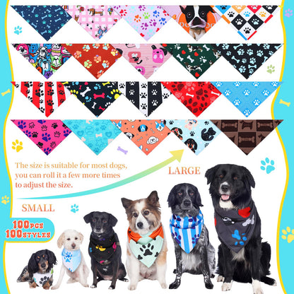Huhumy 100 Pcs Paw Dog Bandanas Bulk Pet Bibs Colorful. Chosen for real quality, fits naturally