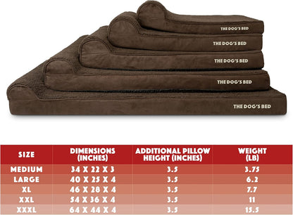 The Dog’s Bed Orthopedic Headrest Dog Bed XXL Brown Plush 54x36, Memory Foam, Pain Relief for Arthritis, Hip & Elbow Dysplasia, Post Surgery, Lameness, Veterinary Approved, Waterproof Washable Cover
