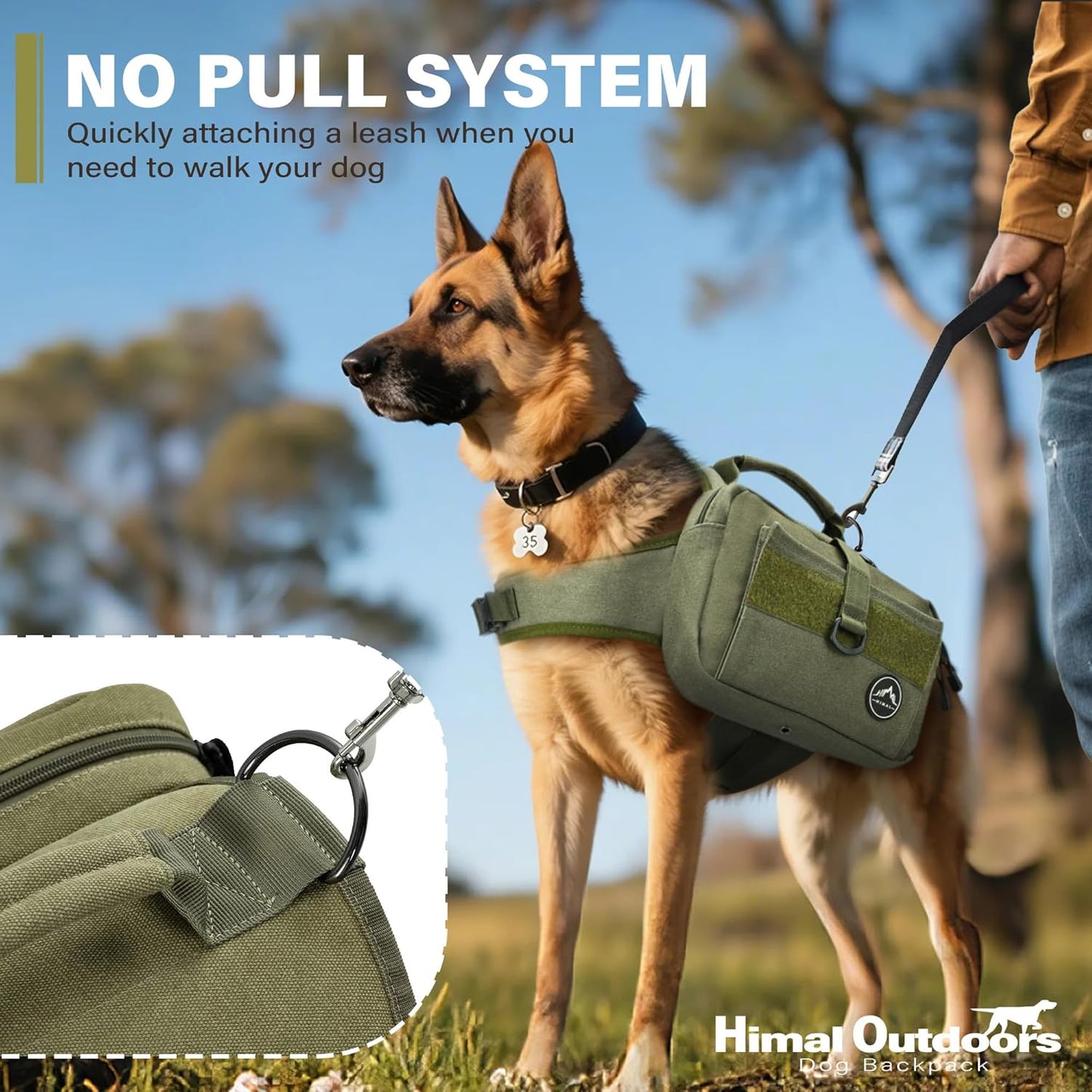 Himal Outdoors Dog Backpack & Saddle Bag, Tactical Hiking Backpack for Large Dogs with Side Pockets & Adjustable Strap