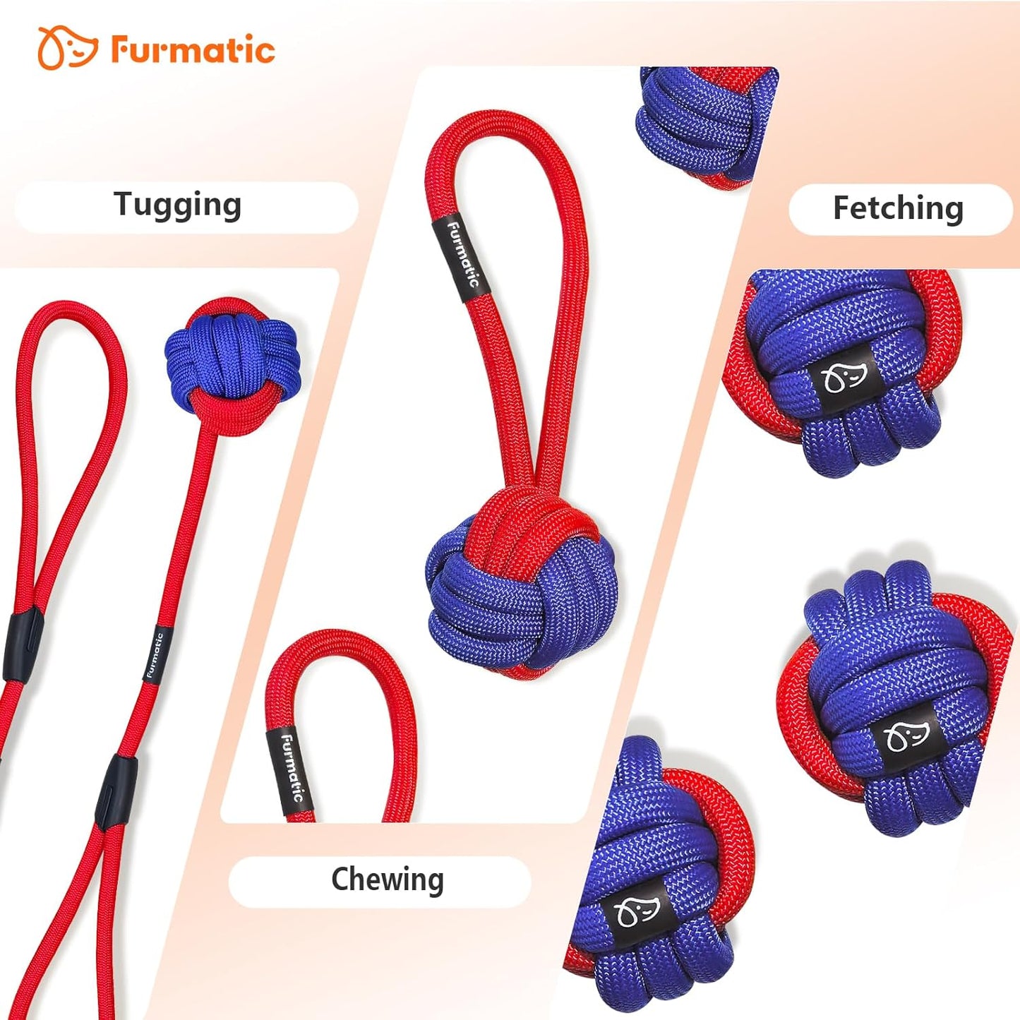Rope Dog Toys for Small and Medium Dogs | Dog Toys for Aggressive Chewers | Dog Tug of War Toy for Interaction and Teeth Cleaning, Set of 3 Ropes