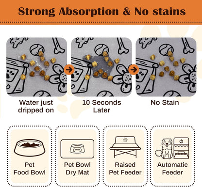 Pet Feeding Mat for Floors Waterproof Dog Mat for Food and Water Absorbent Quick Dry Non Slip mat for Cat Bowls