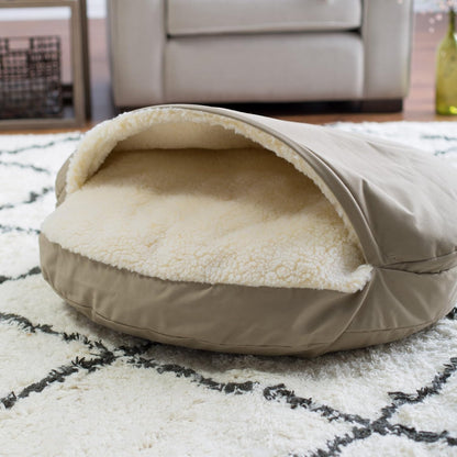 Snoozer Cozy Cave Dog Bed - Indoor Dog Bed with Cover Cave, Covered Calming Burrow for Medium & Large Sized Pets with Blanket Attached, Enclosed, Washable - XL, Navy