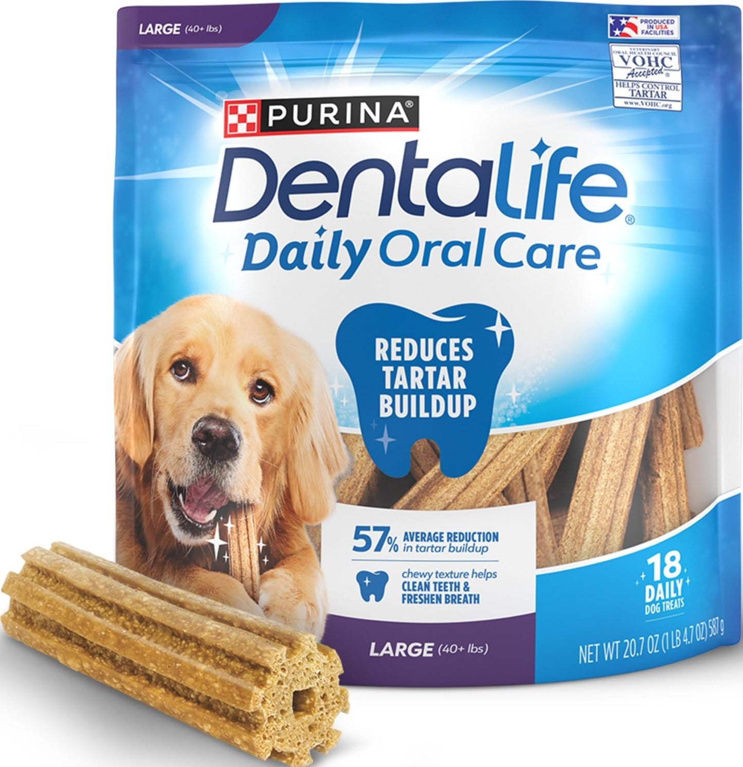 Dentalife Purina Daily Dental Chews for Large Dogs. Chosen for real quality, fits naturally into