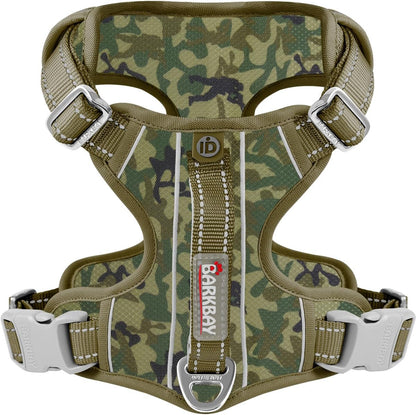 BARKBAY Dog Harness No Pull with ID Tag Pocket - Heavy Duty, Reflective, Easy Control for Large Dogs(Camo,M)
