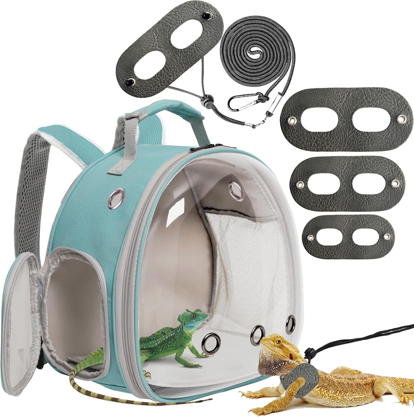 Bearded Dragon Travel Backpack with Harness and Leash Set,Lizard Backpack Travel Carrier,Space Capsule Clear Bubble Window Astronaut Reptile Carrier Backpack, Airline Approved