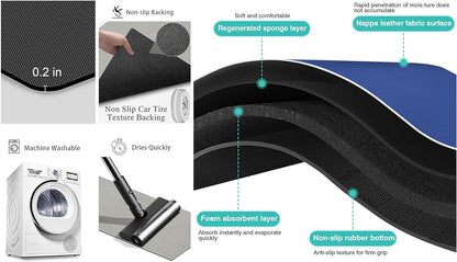 Cat Food Mat for Indoor Cats - No Stains Easy Clean Pet Supplies - Cat Bowls for Indoor Cats (Dark Grey, 19"x9")