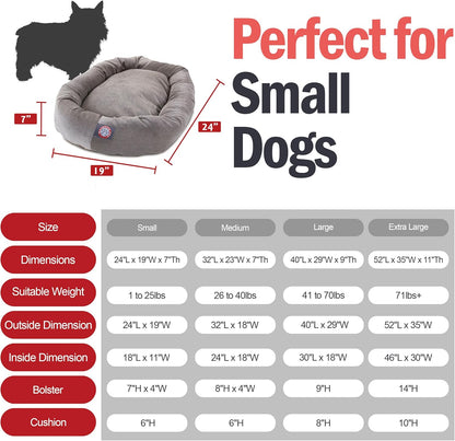 Majestic Pet 24 Inch Micro Velvet Calming Dog Bed Washable 24x19x7 (inch) – Cozy Soft Round Donut Dog Bed with Spine for Head Support - Pet Bed Small - Vintage (2025)