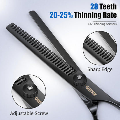 Dog Grooming Scissors Kit with Safety Round Tips, GEMEK Professional 5 in 1 Grooming Scissors for Dogs (Black 5 in 1)