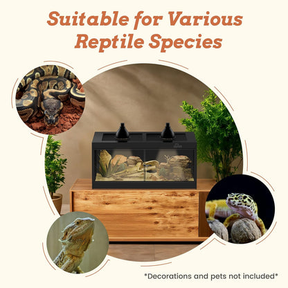 50 Gallon PVC Reptile Enclosure, RepWild 36"x18"x18" Terrarium/Tank with Heavy-Duty Screen Top, Glass Sliding Doors & Lock for Bearded Dragons, Ball Python, Geckos, Lizards