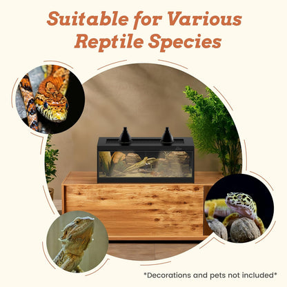 20 Gallon PVC Reptile Enclosure, RepWild 30"x12"x12" Terrarium/Tank with Heavy-Duty Screen Top, Glass Sliding Doors & Lock for Bearded Dragons, Ball Python, Geckos, Lizards