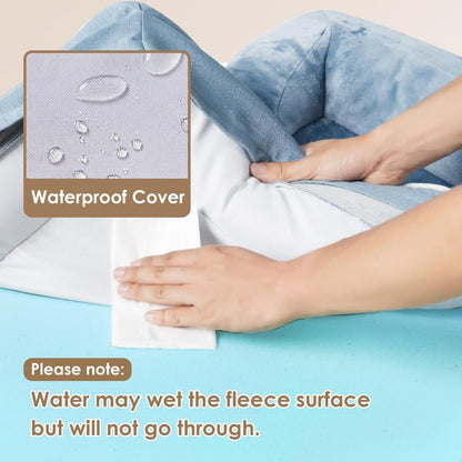 EHEYCIGA Orthopedic XL Dog Beds, Waterproof Memory Foam Dog Bed for Extra Large Dogs, Non-Slip Bottom and Egg-Crate Foam Big Pet Couch Bed with Washable Removable Cover, Washed Blue