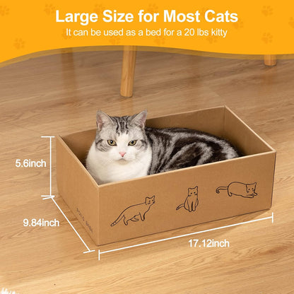 Poils bebe 5 PCS Cat Scratcher with Box, Reversible Cat Scratchers for Indoor Cats, Cardboard Cat Scratcher with Catnip, 2 Curved and 3 Flat Boards for Scratching Bed