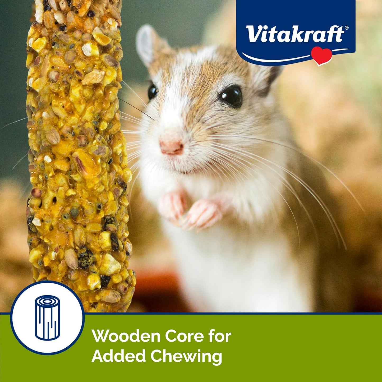 Vitakraft Crunch Sticks Hamster Treat - Hamster Chew Sticks - Supports Dental Health, Long-Lasting Fun (Peanut & Honey)