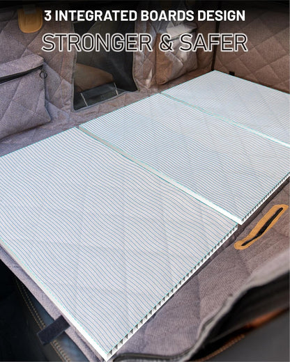 Back Seat Extender for Dog, Waterproof Dog Car Seat Cover for Back Seat, Hard Bottom Car Seat Cover, Large-Space Hammock for Car Truck SUV, Pet Seat Cover Holds 450lbs(Grey)