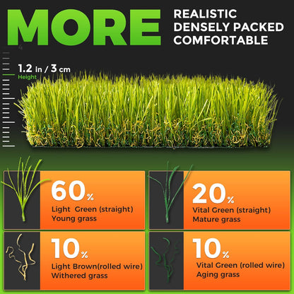 Hompet Artificial Grass for Dogs, 28"x19", Professional Dog Grass Mat, Easy to Clean with Drainage Holes, Potty Training Pad and Replacement Fake Grass Turf, Outdoor Rug Patio Lawn Decoration