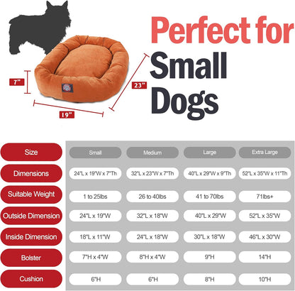 Majestic Pet Villa 24 Inch Shredded Memory Foam Dog Bed for Small Sized Dogs 24x19x7 Inch–Orthopedic Dog Bed - Durable Pet Bed - Washable Small Pet Bed with Head Support-Orange