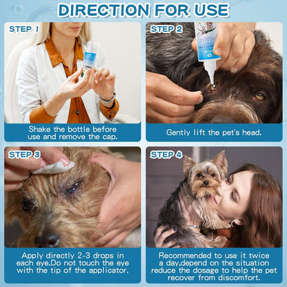 Pet Eye Drops,Gentle&Safe Dog Eye Drop for Infection,Relieve Eyes Itching & Irritation,Remove Tear Stains,Safe for All Animals, 4.06oz,120ml