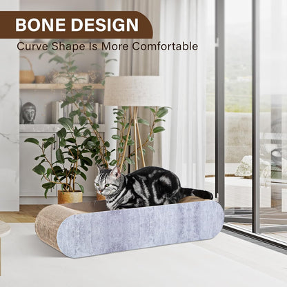 2 in 1 Cat Scratcher Cardboard Lounge Bed, Cat Scratching Post, Durable Board Pads Prevents Furniture Damage,Large (Reversible Grey)