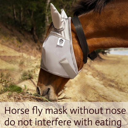 Horse Fly Mask, Adjustable Fly Masks for Horses with Ears, UV Protection from Insect Pests Comfort Mesh Without Nose Average Size Horses Accessories(Extra Large)