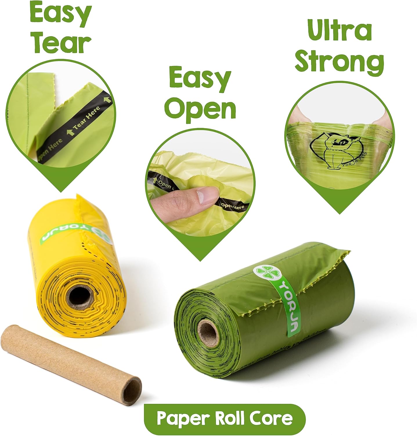 YORJA Dog Poop Bags Rolls, 720 Pet Waste Bags, 100% Leak Proof Extra Thick and Strong Corn Starch Blend