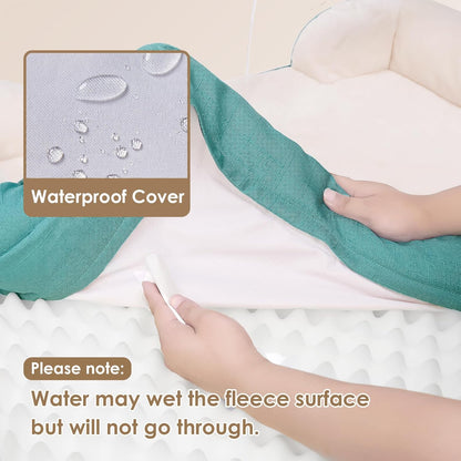 EHEYCIGA Orthopedic Dog Bed for Small Dogs, Waterproof Memory Foam Small Dog Beds with Sides, Non-Slip Bottom and Egg-Crate Foam Medium Pet Couch Bed with Washable Removable Cover, Turquoise Blue