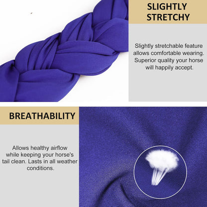 Harrison Howard 3 Tube Stretchy Fabrics Adjustable Closure Lightweight Horse Tail Bag for Horses Braid-in Tail Bag