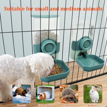Automatic Gravity Pet Feeder Water Dispenser with Adjustable Hanging Hook - Large Capacity for Small/Medium Animals (Guinea Pigs, Cats, Rabbits, Hedgehogs, Ferrets) (Blue)