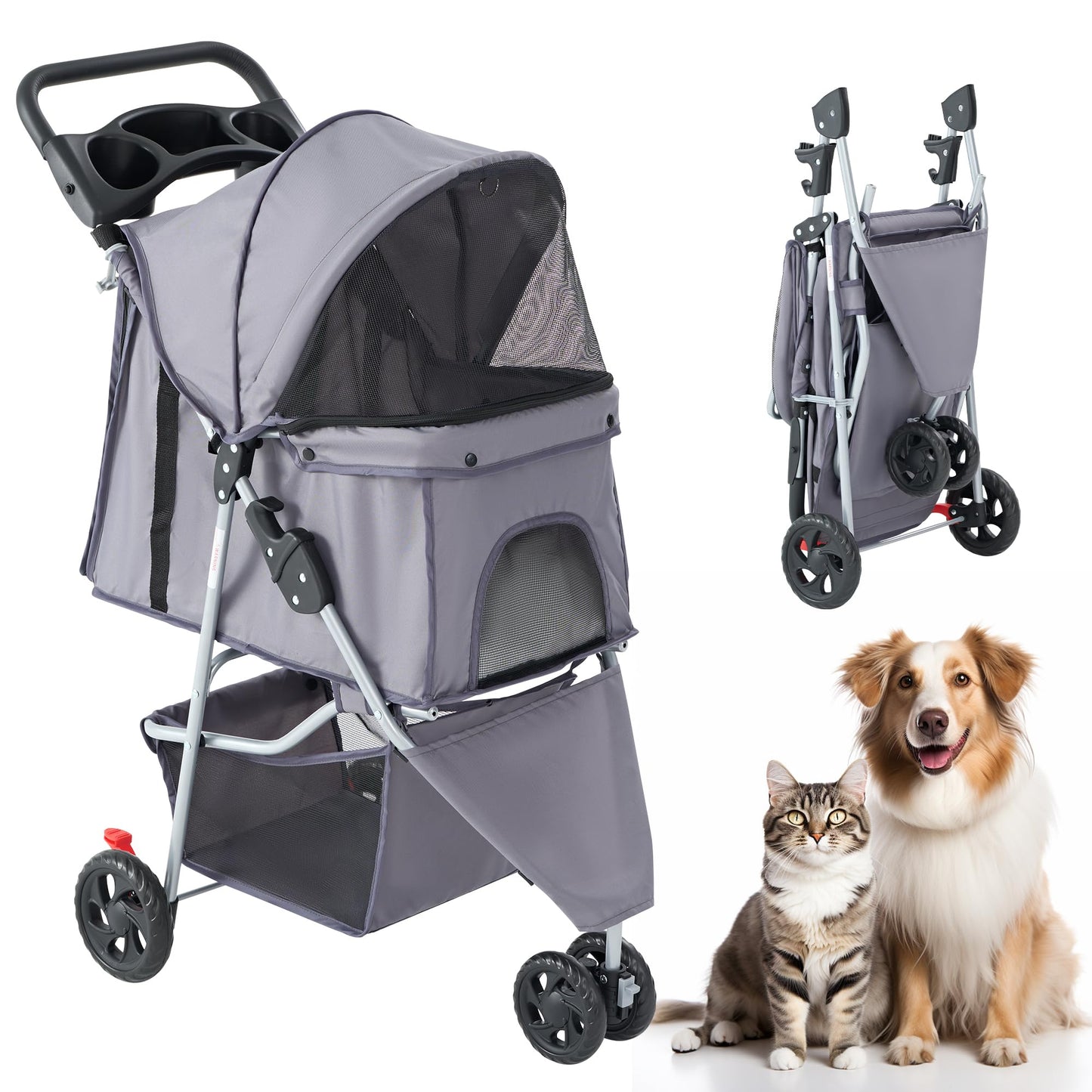 KMFurnila 3 Wheel Pet Stroller for Dogs and Cats. Chosen for real quality, fits naturally into