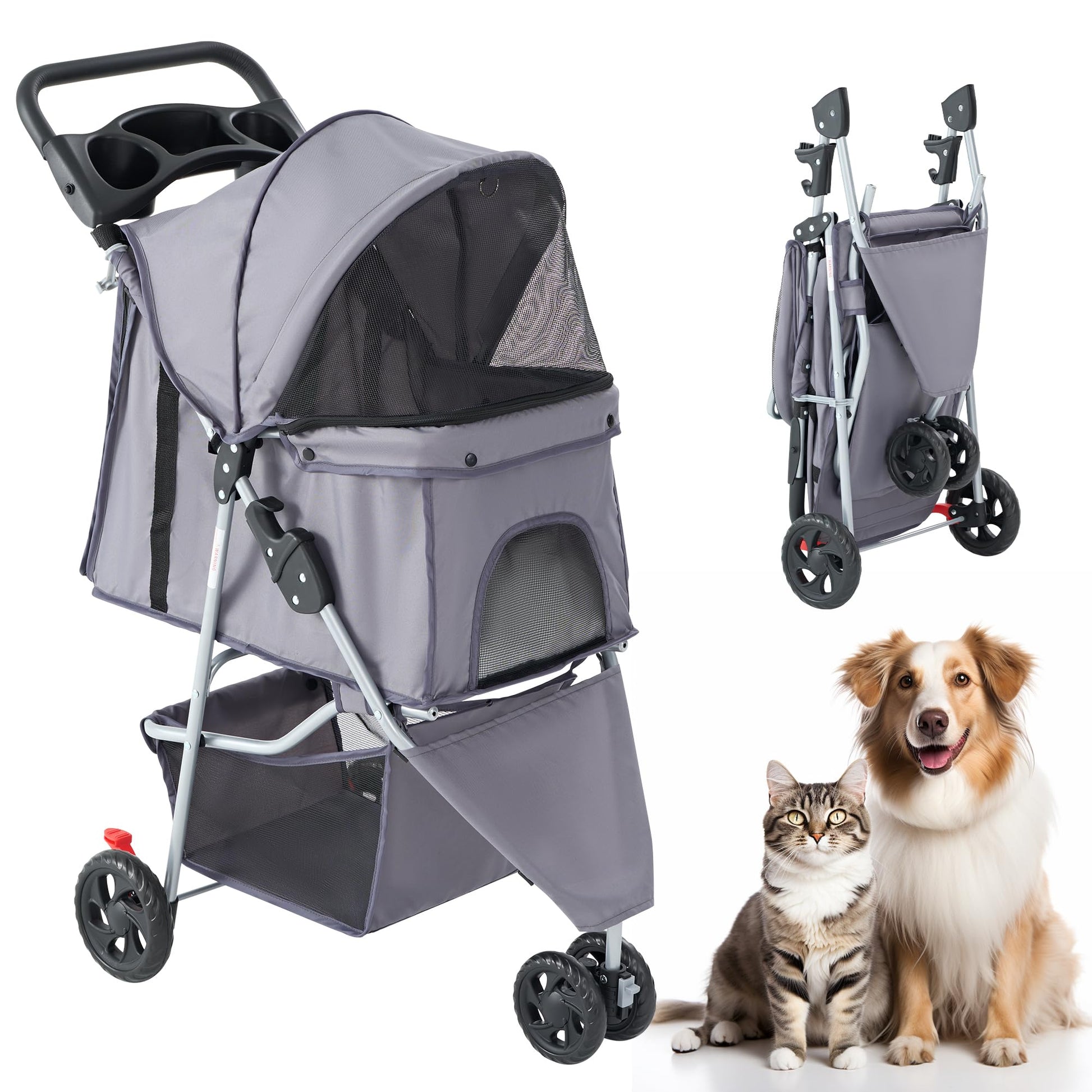 KMFurnila 3 Wheel Pet Stroller for Dogs and Cats. Chosen for real quality, fits naturally into