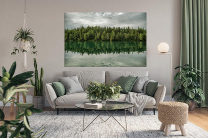 Nature Wall Art Prints - Ocean Forest Mountain Lake Canvas Landscapes - Small to Extra Large Living Room Bedroom Kitchen Bathroom Décor (Forest Reflection, 31L" x 47W")