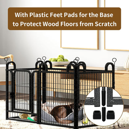 Dog Playpen Outdoor 12 Panels Heavy Duty Dog Fence 32" Height Anti-Rust with Doors Portable for RV Camping Yard, Total 27FT, 58 Sq.ft, Snowy Black