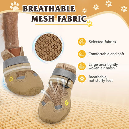 Dog Shoes for Large Medium Small Dog, Mesh Breathable Dog Shoes for Hot Pavement, Anti-Slip Dogs Boots Paw Protectors with Reflective for Outdoor Walking Indoor Hardfloors (Size 8)