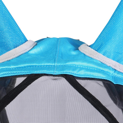 Harrison Howard CareMaster Pro Luminous Horse Fly Mask Large Eye Space Standard with Ears UV Protection for Horse Sky Blue S Pony