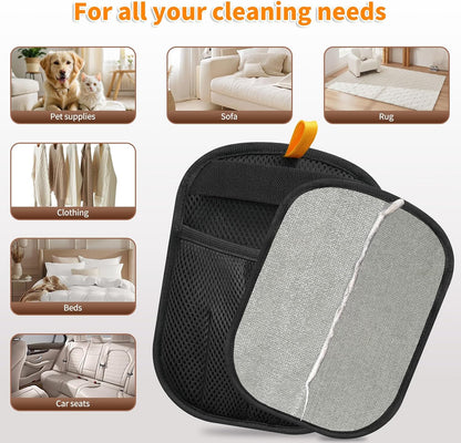 2Pcs Pet Hair Removal Glove for Cats & Dogs, 2025 Newly Upgraded Five-Finger Electrostatic Pet Hair Gloves, Reusable Pet Hair Remover Tool for Couch, Clothing, Car Seat,Carpet