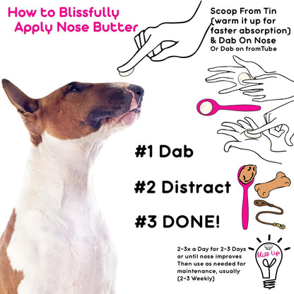 The Blissful Dog Bull Terrier Nose Butter for Dry, Cracked Skin, Lick-Safe Dog Nose Balm with Moisturizing Shea Butter, Almond, Olive, and Essential Oils, Pet Supplies, Uncented, 0.15 oz.