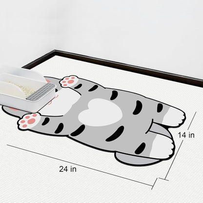 Cat Food Mats for Indoor 24"x14" Cat Feeding Bowl Mat Absorbent Quick Dry Mat Pet Feeding Mat (Grey)