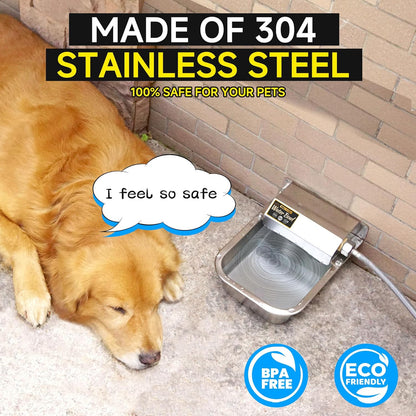 Automatic Water Dispenser for Dogs, 101oz Outdoor Dog Water Bowl, 304 Stainless Steel Water Feeder for Small to Large Pets, Large Livestock Waterer, Anti-Tipping, Water Auto-Fill, Easy to Clean